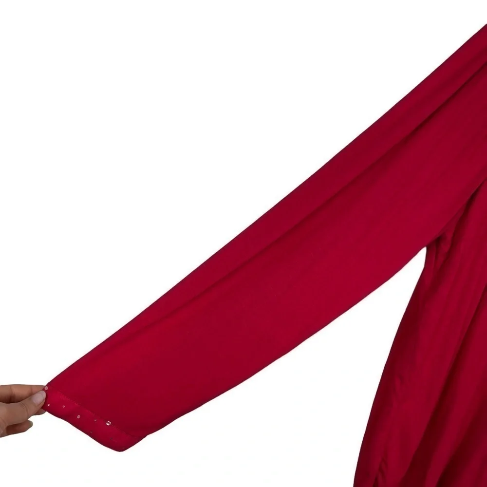 RHONDA SHEAR SHIMMER RED COZY HOLIDAY MATCHING PAJAMA PJ SET